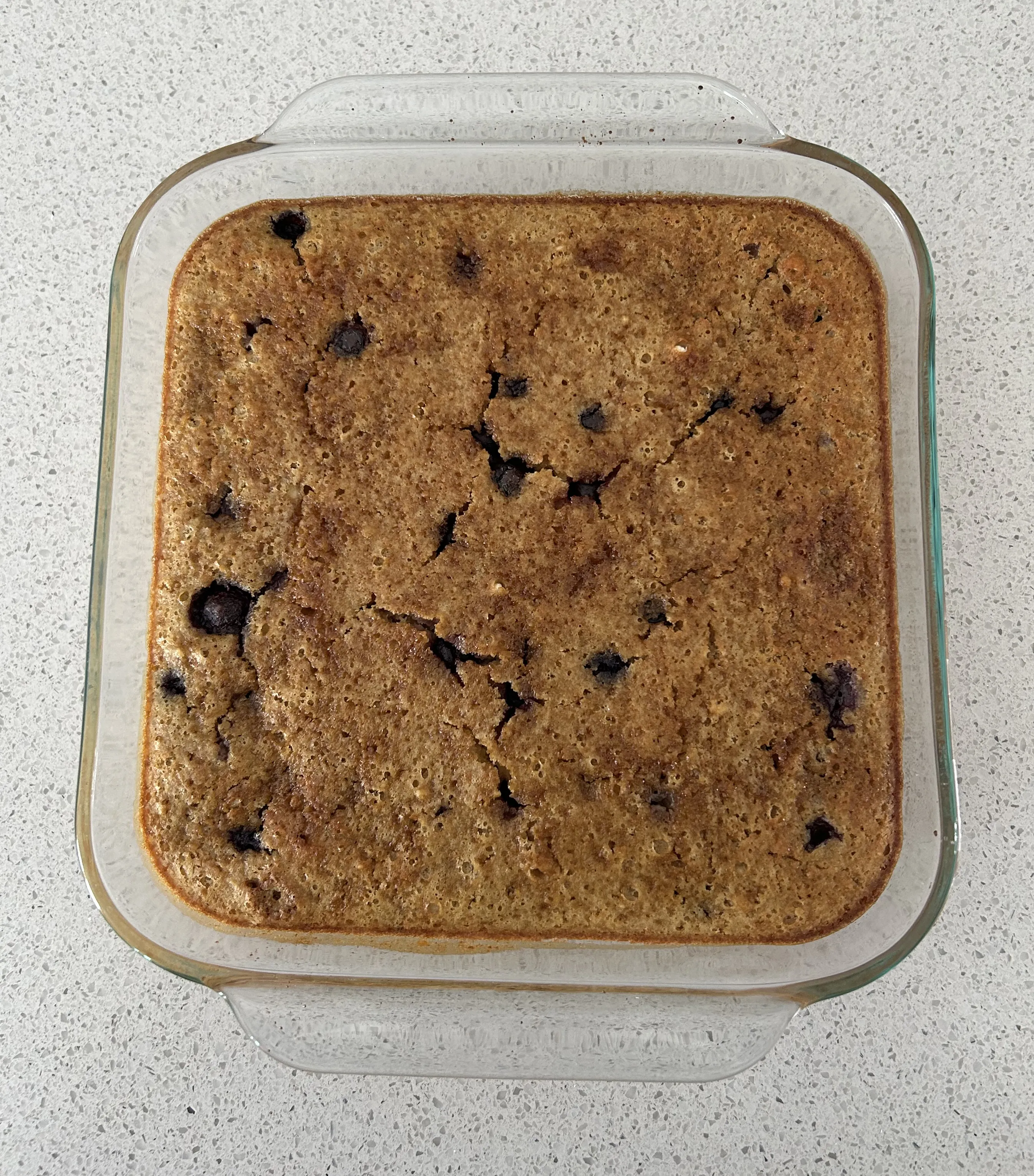 Healthy Recipe Blueberry Breakfast "Cake" finished results